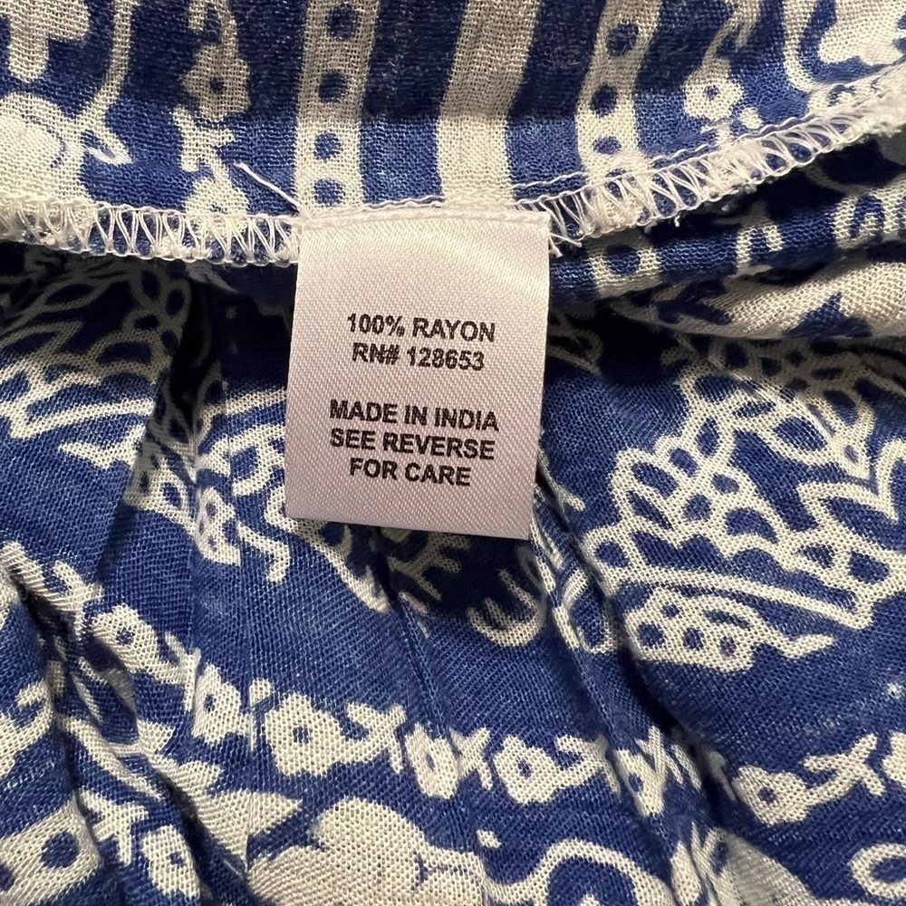 Chelsea Taylor Wide-Leg Strapless Jumpsuit – Size M Blue & White Print - Picture 8 of 9